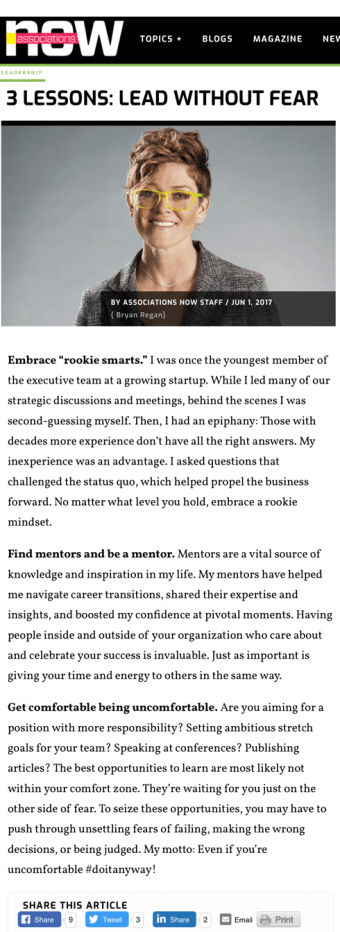 Heather Pownall shares leadership lessons with Associations Now in June 2017.